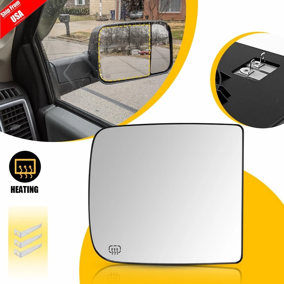 Espejo de remolque vidrio superior térmico 2009-2022 RAM 1500 2500 3500 lado del pasajero Foto 1 de 4