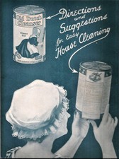 Vintage 1920-1930 Laminated Old Dutch Cleanser Ad 14 5/8 x 11