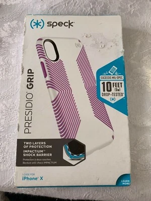Funda Speck Presidio Grip para iPhone X - Blanca/Púrpura Nueva Foto 1 de 4