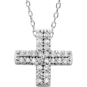 Diamond Cross 18" Necklace In Sterling Silver - Picture 1 of 1