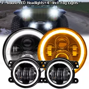 For 07-17 Jeep Wrangler Unlimited JK 4 - door 7'' LED Headlights & 4'' Fog Light - Picture 1 of 18