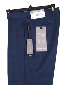Michael Kors Men's Classic-Fit Stretch Dress Pants Navy Blue Plaid 33x30 NWT - Picture 1 of 6