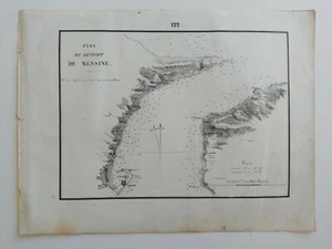 1858 Gauttier Mappa Portolano: Plan du Detroit de Messina Stretto di Messina - Picture 1 of 1