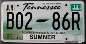 2013 Tennessee Sumner Grafschaft The Volunteer State Nummernschild # B0286R - Bild 1 von 1