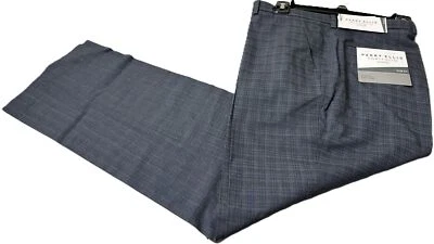 Pantalones de vestir Perry Ellis Portfolio para hombre ajustados frente plano azul polvoriento-36x30 Foto 1 de 4