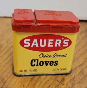 "Clavos molidos vintage Sauer's estaño de especias sin UPC 2 1/4" - Imagen 1 de 5