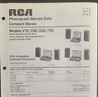 VINTAGE ORIGINAL RCA MODEL VYC 250, 550, 750 COMPACT STEREO SERVICE DATA MANUAL