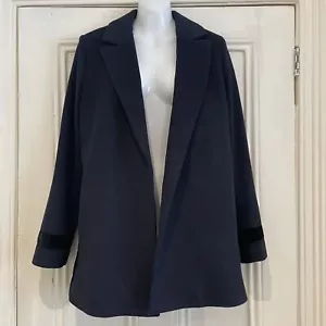 Boden Rushmore Jacket / Blazer - Navy Blue Velvet Trim - Open Front - Size 10 - Picture 1 of 3