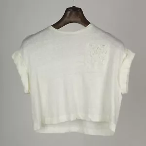 Sandro Paris Women's Top Size 1 FR / S 100% Linen Knitted Cropped T11741E - Picture 1 of 7