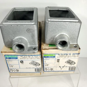 TWO O-Z/Gedney FS Style Cast Device Box Single Gang 1/2"Hub FS-1-50 NEW open - Picture 1 of 4