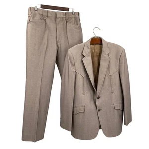Mesquite River Western Wear Gr. 44R & 34 Cowboy Rodeo Anzug Set hellbraun Jacke Hose - Bild 1 von 20