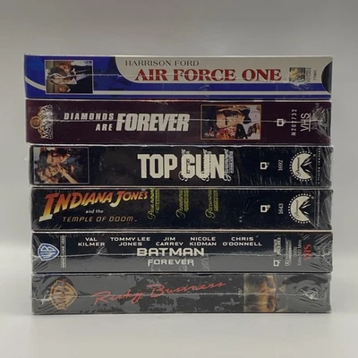 VHS Action Sealed 6 Lot - Top Gun/Temple of Doom/Batman Forever/Air Force One +2 Foto 1 de 4