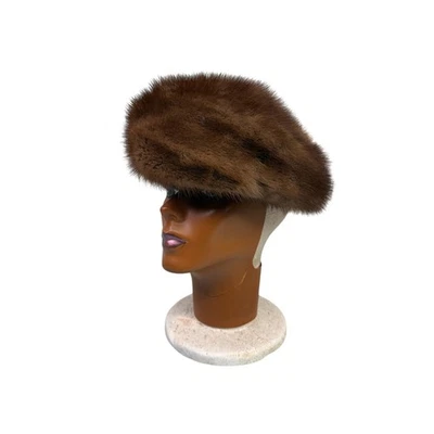 Vincent & Bill Vintage Mink Hat Beret Winter New York Brown Fur 1960 1970 - Image 1 of 4