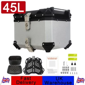 45L Motorcycle Rear Top Box Aluminum Alloy Helmet Luggage Tail Box Tool Case - Picture 1 of 4