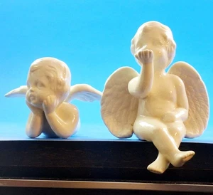 Paar Vintage Porzellan Engel Cherubs Regal Sitter Figuren 1989 - KOSTENLOSER VERSAND - Bild 1 von 9