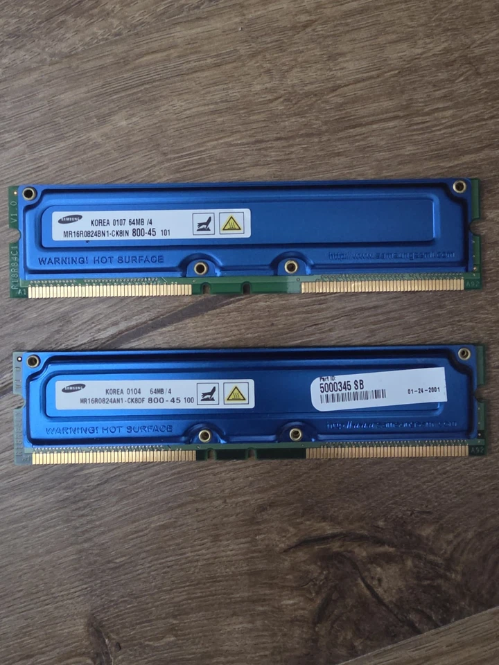 64MB x2 128MB 600-53 184 pin RDram Memory Rambus Samsung NEC - Image 1 of 1