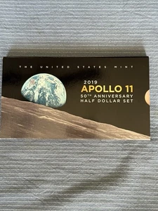 2019-S Apollo 11 50th Anniversary Commemorative Half Dollar Proof 2 Coin Set OGP - Picture 1 of 5