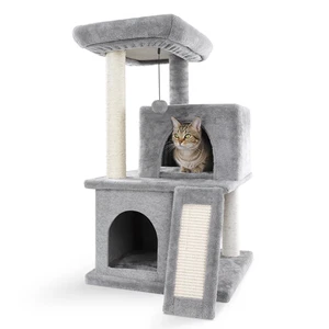 Modern Cat Tree Wooden Multi-Level Cat Scraper Tower Luxury Nest Cat Climbing Fr - Picture 1 of 20