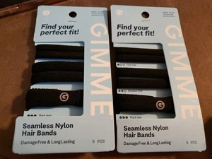 GIMME HAIR BANDS 2 Pk 5 Pieces - Find Your Perfect Fit Seamless Nylon Hair Bands - Picture 1 of 1
