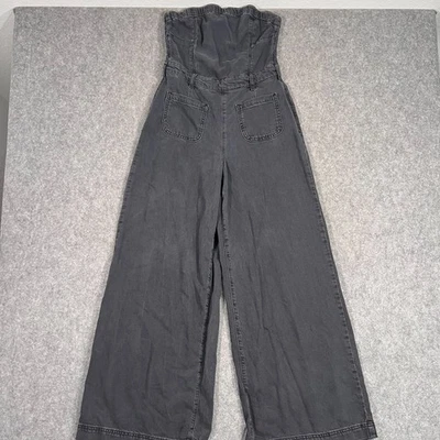 Женский комбинезон Anthropologie Pilcro черный шкипер без бретелек джинсовая ткань широкие ноги 2 - Изображение 1 из 4