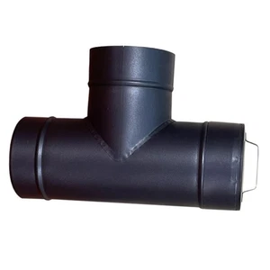 6 Inch Black Single Wall Stove Pipe Tee with Cleanout Cap for Heat Resistance - Picture 1 of 10