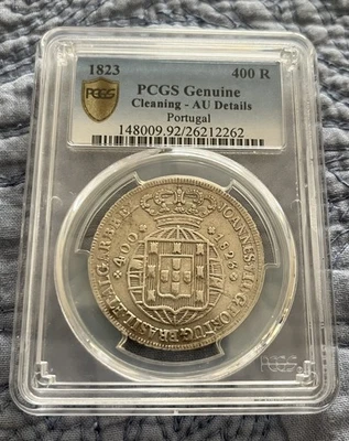 Portugal 400 Reis 1823 PCGS plata genuina Foto 1 de 2