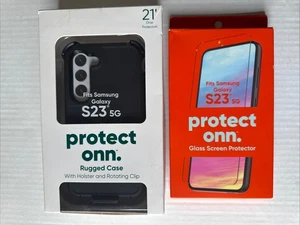 ONN. Rugged Case with Holster for Samsung Galaxy S23+ 5G PLUS Screen Protector - Picture 1 of 5