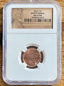 2010 (P) MS66 RD Red 1C Union Shield Lincoln Cent NGC Graded - Picture 1 of 3