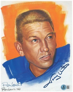 Johnny Unitas and Ron Lewis Signed 8x10 Art Print Beckett LOA BP39275 - Picture 1 of 5