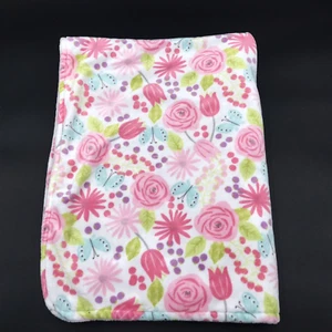 Parent's Choice Baby Blanket Flower & Butterfly Walmart Pink Green Blue White - Picture 1 of 5