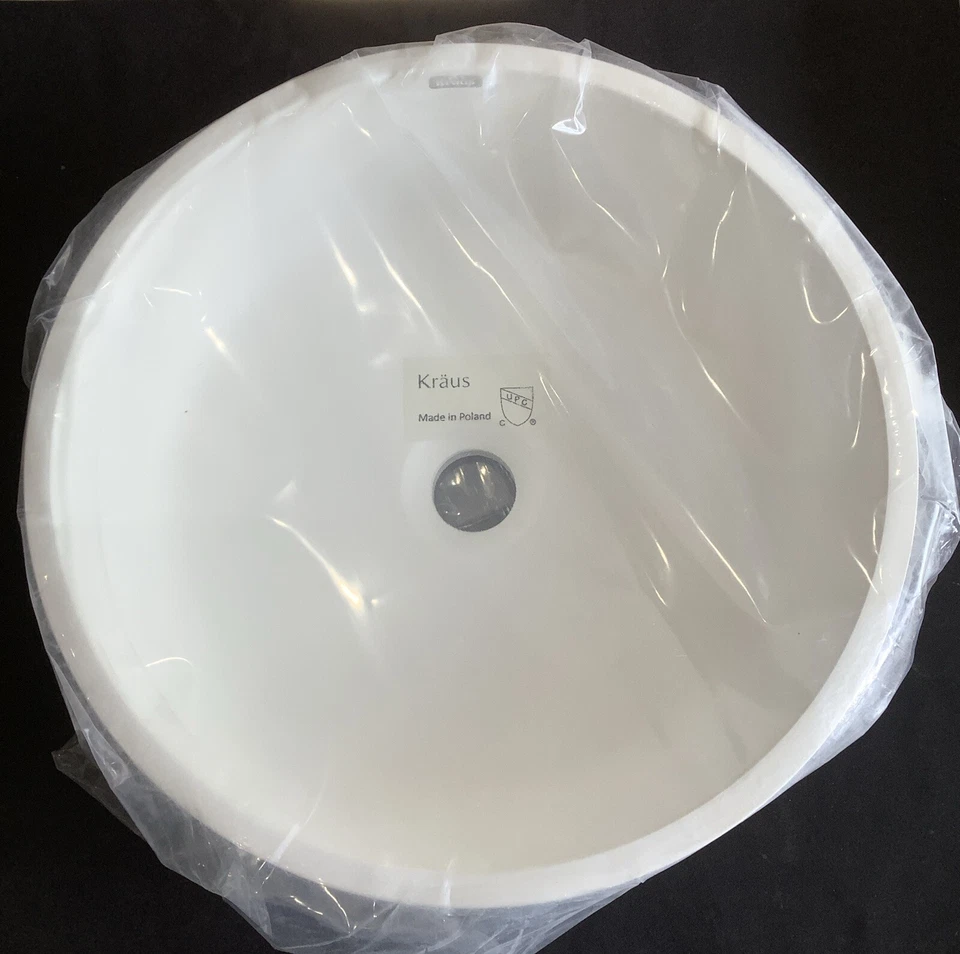 "Fregadero de baño Kraus 15"" blanco recipiente redondo KSV-1MW RM5" Foto 1 de 4