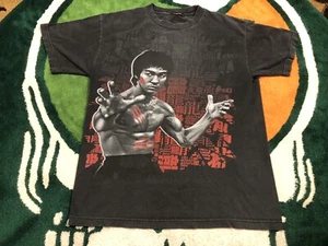 Vintage Bruce Lee Tshirt Black Sz Med Mens Master of Kung Fu Official Branded - Picture 1 of 8
