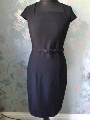 Autonomy Black Short Sleeve Classic Lined Pencil Dress Size12 EXCON Pleated Back - Image 1 of 4