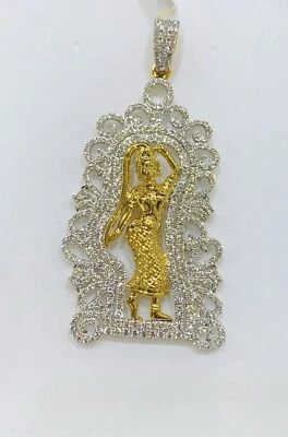 Кулон леди на удачу из чистого желтого золота 17 карат с натуральным бриллиантом 7.CT33GM - Изображение 1 из 4