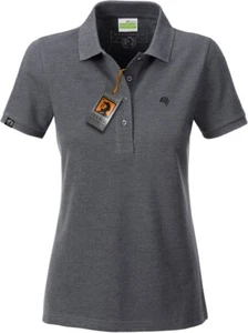 JAN 8009 Bio Baumwolle Basic Polo Shirt Organic COMPANIEER Schwarz Grau Melange - Picture 1 of 6