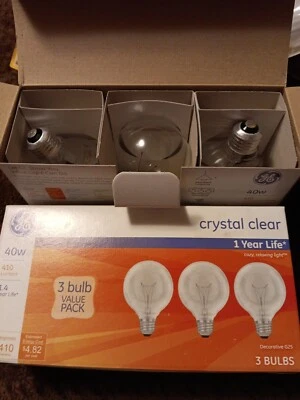 6 GE 40W Crystal Clear G25 Bulbs Made In Hungary B286J - Image 1 of 2