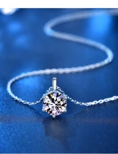Nuova collana argento sterling da donna VVS1D colore moissanite pendente catena regalo - Foto 1 di 10