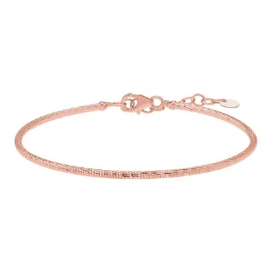 14k Rose Gold 7" Adjustable Stackable D/C Textured Bangle/Bracelet 4.7gr 1.8MM - Image 1 of 4