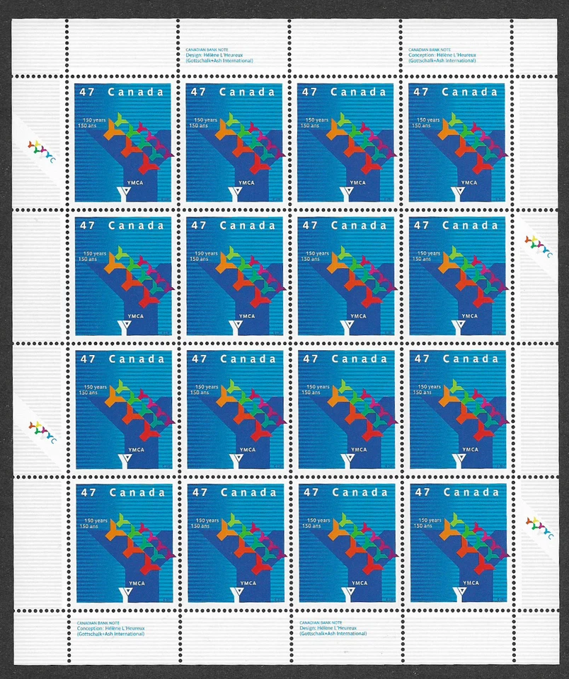 Canada Stamps - Full Pane of 16 - 125 Years of Service of YMCA Canada #1925 MNH - Image 1 of 1