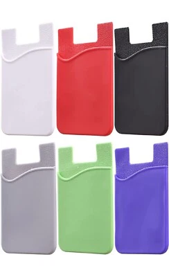 6Pcs Adhesive Cell Phone Wallet Stick on 1 Slots Silicone Credit Card Holder... - Image 1 of 4