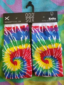 ODD SOX NEW Rainbow Tie-Dye Splatter~Swirl Crew Socks SZ 6-13 - Picture 1 of 6
