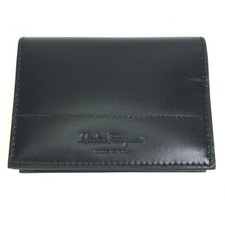 Salvatore Ferragamo Bifold Card Holder New Unused Black Leather With Box