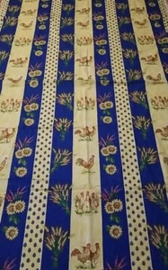 Vtg 6.33 Yd X 56" Bloomcraft Screen Print Barkcloth Roosters Sunflowers Wheat - Picture 1 of 7