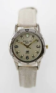 Relic Uhr Damen Champagner Edelstahl Silber Batterie Beige Leder 50m Quarz - Bild 1 von 3
