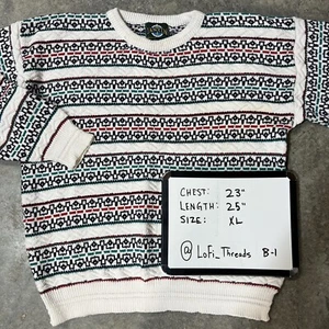 Vintage 90s  Jantzen Sweater Men’s XL Crewneck  Multicolored Grandpa Coogi USA - Picture 1 of 4