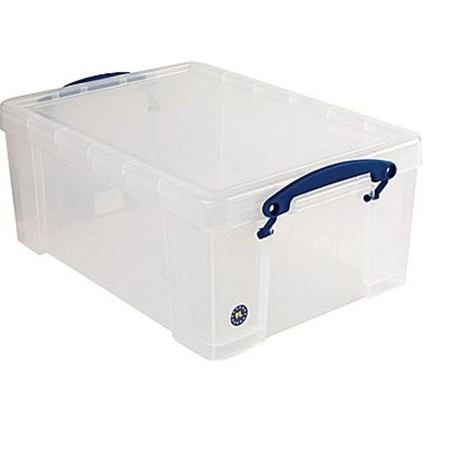 6 Stück-REALLY USEFUL BOX 9 Liter- 395x255x155 mm- für 24 DVDs/A4 Papier-transp.