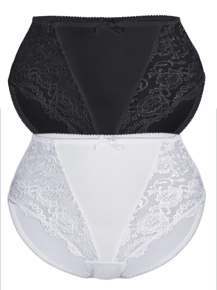 Sassa Classic Lace 562 2er Pack Miederslip mit Spitze in Schwarz Weiss - Bild 1 von 1