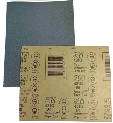 9 x 11" WET OR DRY SANDPAPER SHEETS - 180 GRIT -3M #02014 - 50 SHEETS - Image 1 of 4