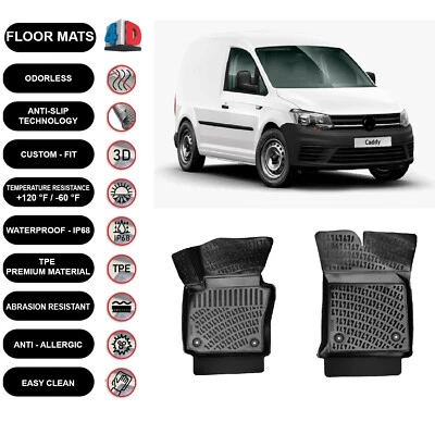Alfombrillas forro para furgoneta Volkswagen Caddy (2016-2020) impermeables 4D negras 2 un. Foto 1 de 4