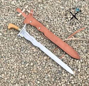 Custom Handmade Moro Kris Philippines Sword with Leather Sheath - Picture 1 of 5